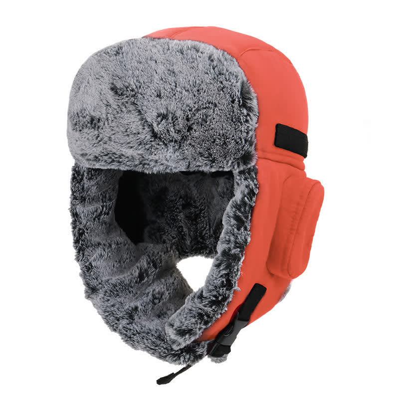 Unisex Outdooor Aviator Cap Faux Fur Trapper Hat Set - Image 16