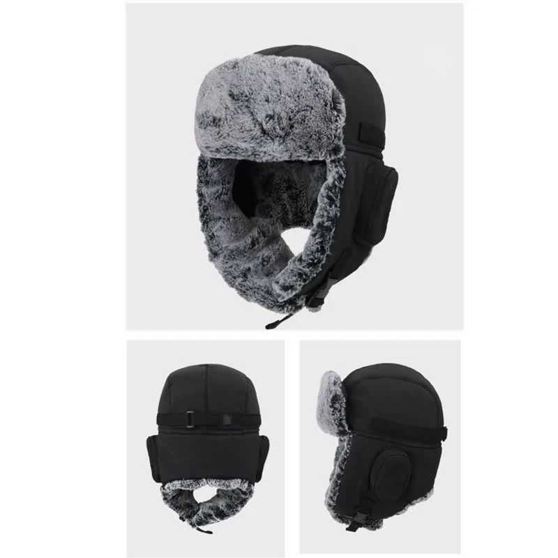 Unisex Outdooor Aviator Cap Faux Fur Trapper Hat Set - Image 8