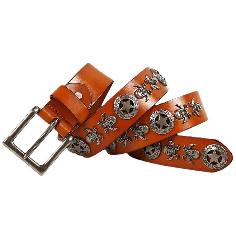 Unisex Punk Style Skull Star Rivets Leather Belt - Image 12