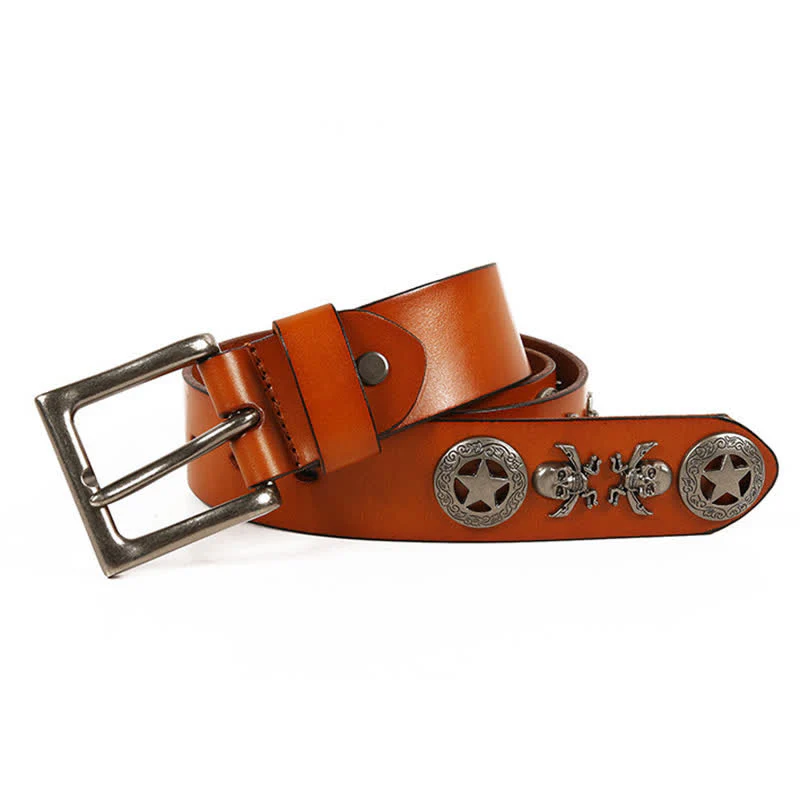Unisex Punk Style Skull Star Rivets Leather Belt - Image 13
