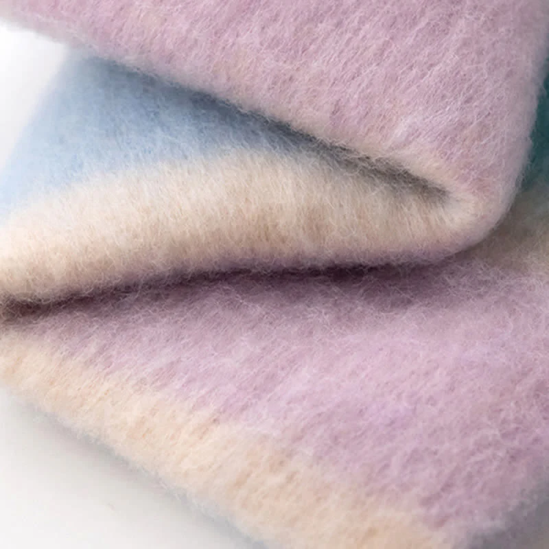Unisex Rainbow Contrast Color Tassels Mohair Scarf - Image 10
