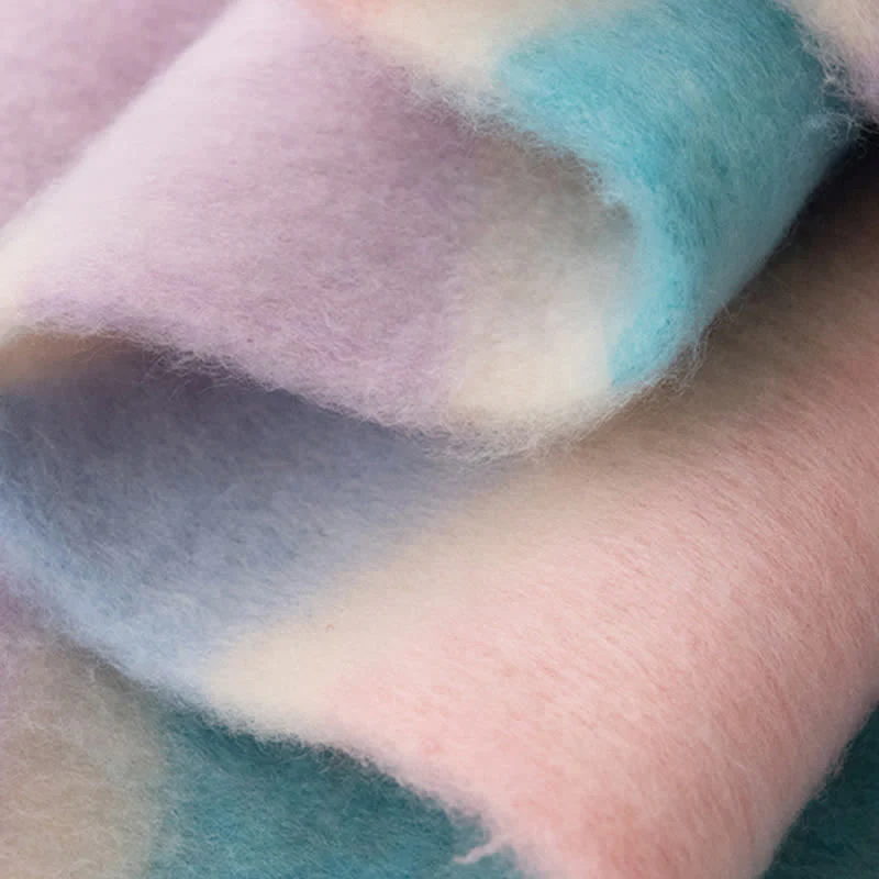 Unisex Rainbow Contrast Color Tassels Mohair Scarf - Image 11