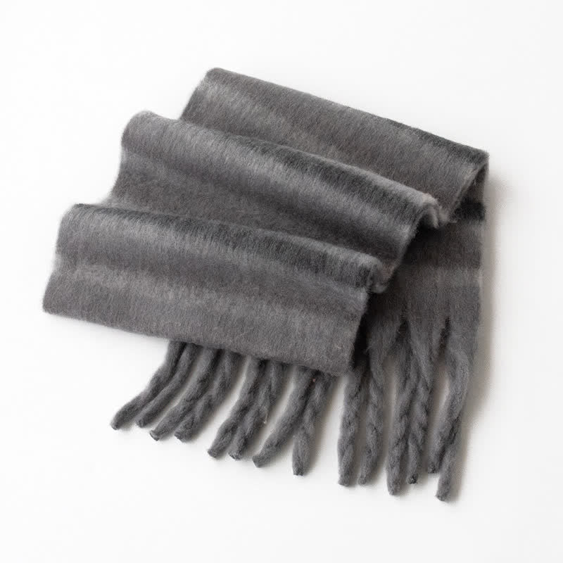 Unisex Rainbow Contrast Color Tassels Mohair Scarf - Image 13