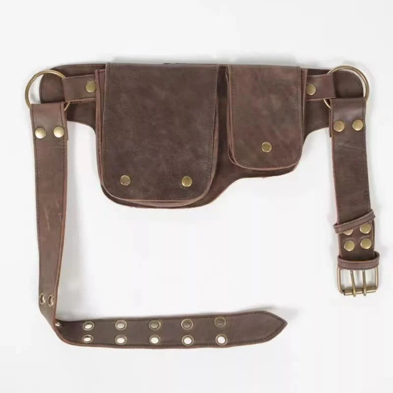 Unisex Retro Phone-Storage Button Leather Belt Bag - Image 3