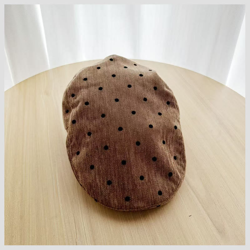 Unisex Retro Winter Polka Dot Beret Hat - Image 2