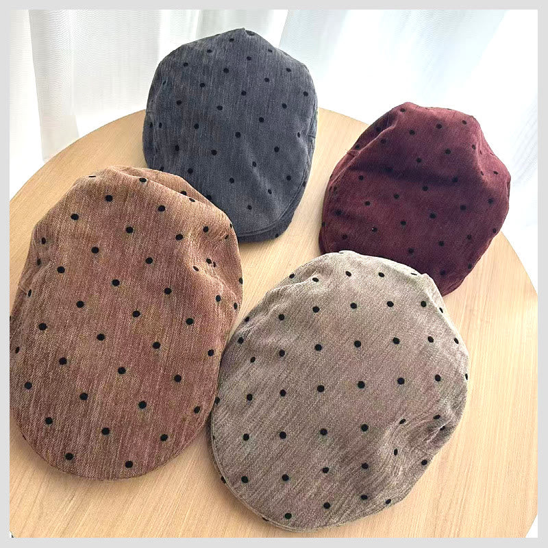 Unisex Retro Winter Polka Dot Beret Hat - Image 3