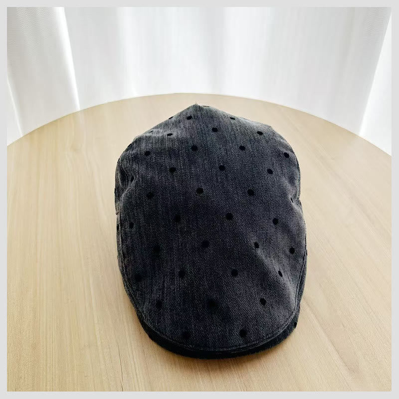 Unisex Retro Winter Polka Dot Beret Hat - Image 6