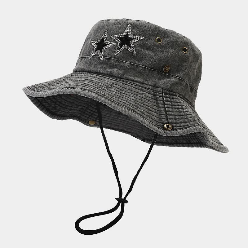 Unisex Rhinestones Star Cowboy Bucket Hat - Image 12