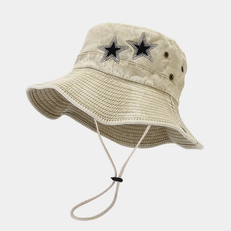 Unisex Rhinestones Star Cowboy Bucket Hat - Image 7
