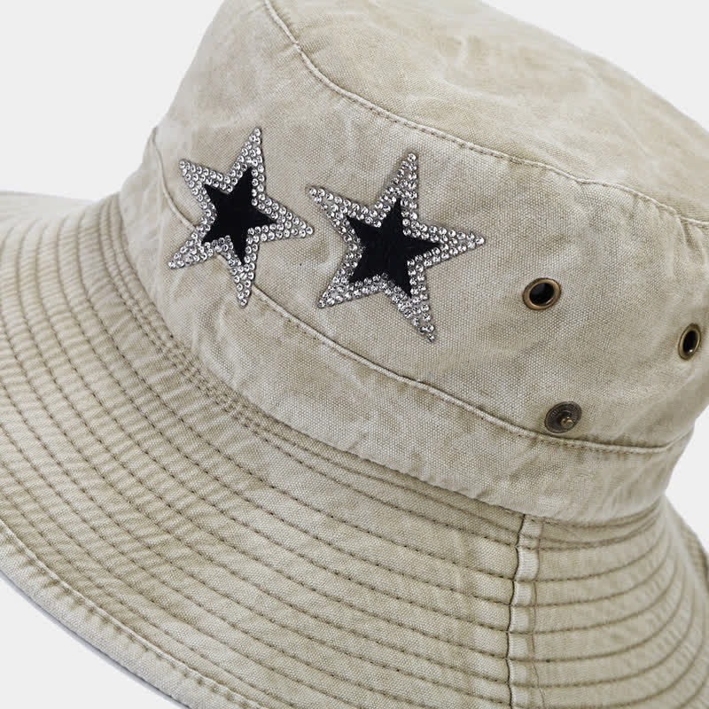 Unisex Rhinestones Star Cowboy Bucket Hat - Image 9
