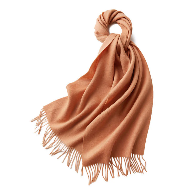 Unisex Simple Solid Color Pure Wool Fringed Scarf - Image 14
