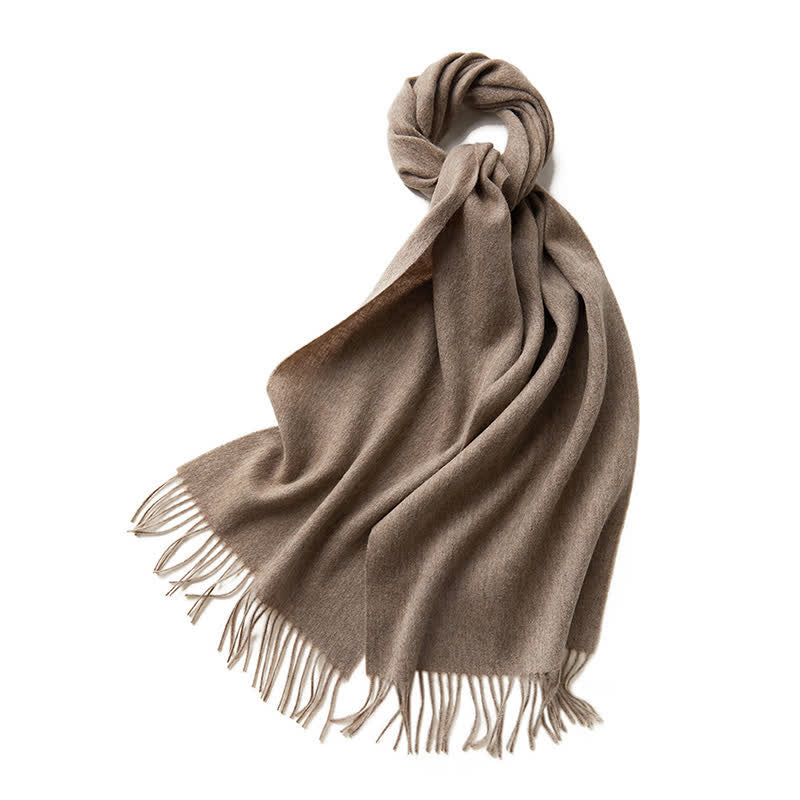 Unisex Simple Solid Color Pure Wool Fringed Scarf - Image 18