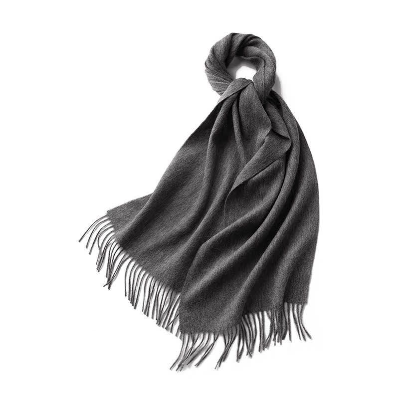 Unisex Simple Solid Color Pure Wool Fringed Scarf - Image 22