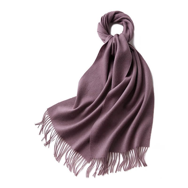 Unisex Simple Solid Color Pure Wool Fringed Scarf - Image 23