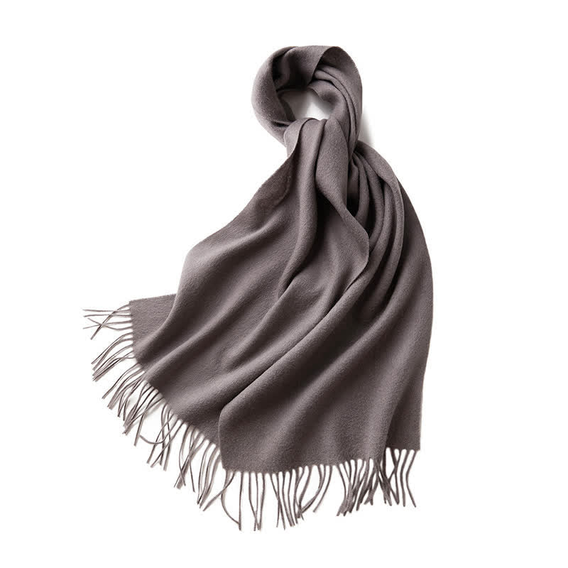 Unisex Simple Solid Color Pure Wool Fringed Scarf - Image 25