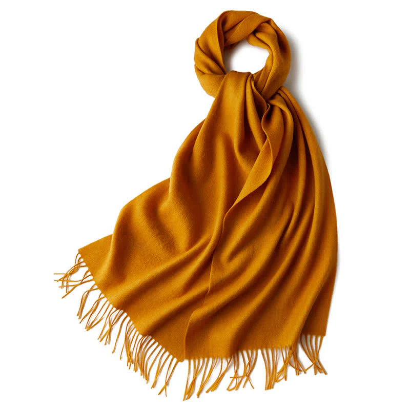 Unisex Simple Solid Color Pure Wool Fringed Scarf - Image 26