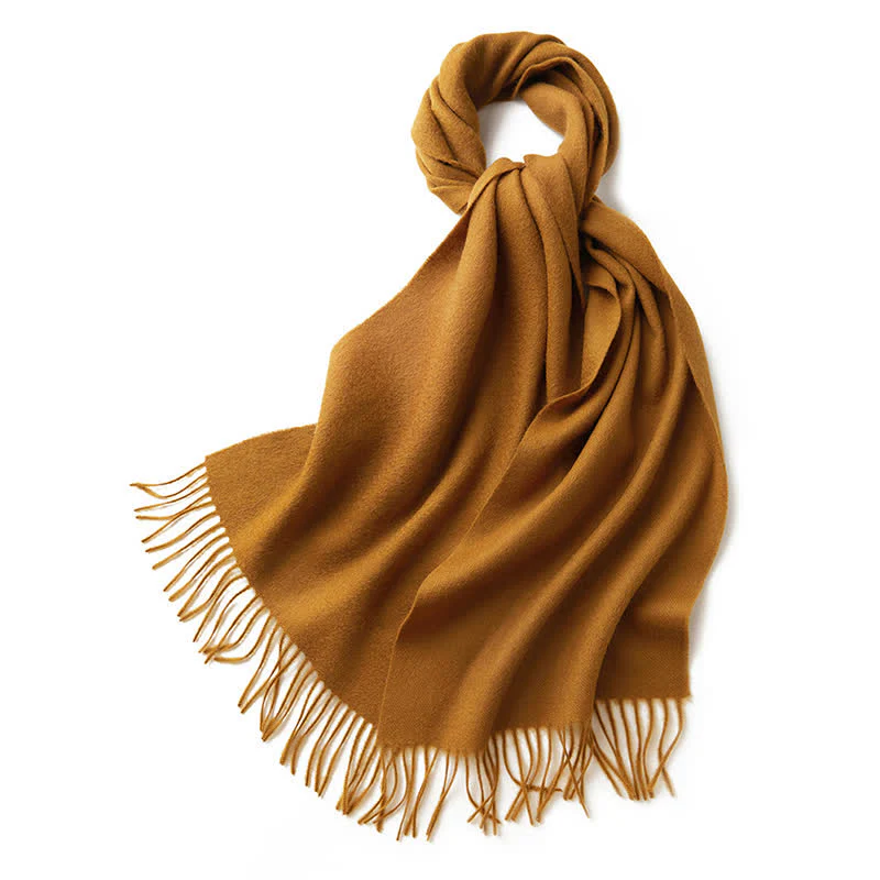 Unisex Simple Solid Color Pure Wool Fringed Scarf - Image 31