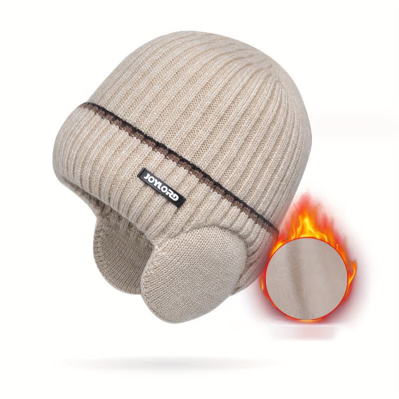 Unisex Solid Color Earflap Elastic Thickened Knit Hat - Image 8