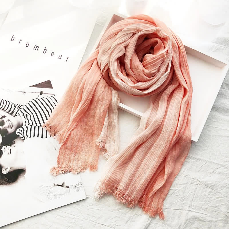 Unisex Striped Cotton Linen Spring Autumn Draped Scarf - Image 9