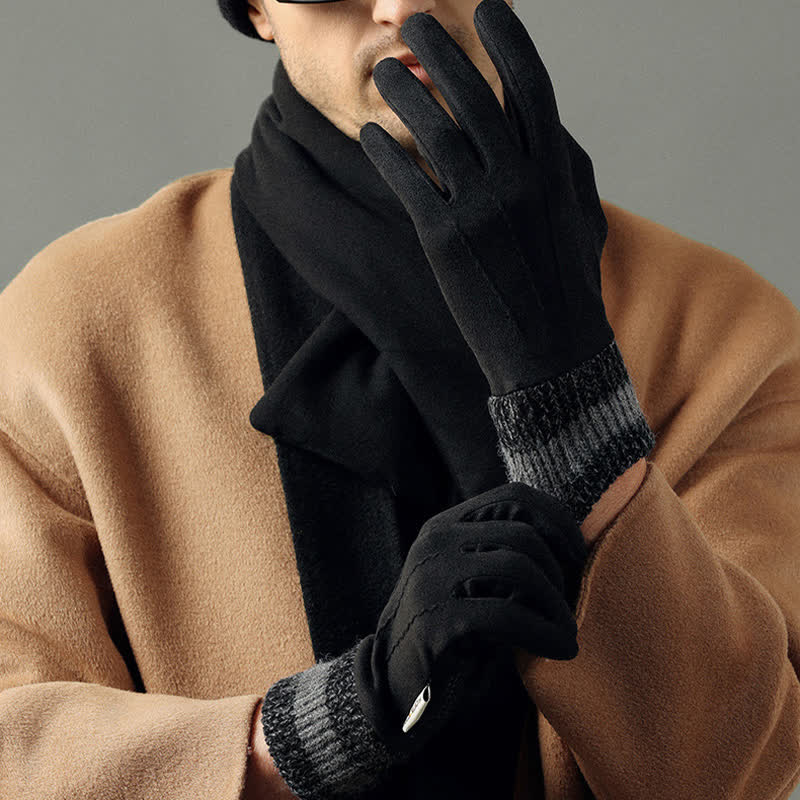 Unisex Suede Fleece Non-slip Flip Split Finger Gloves - Image 11