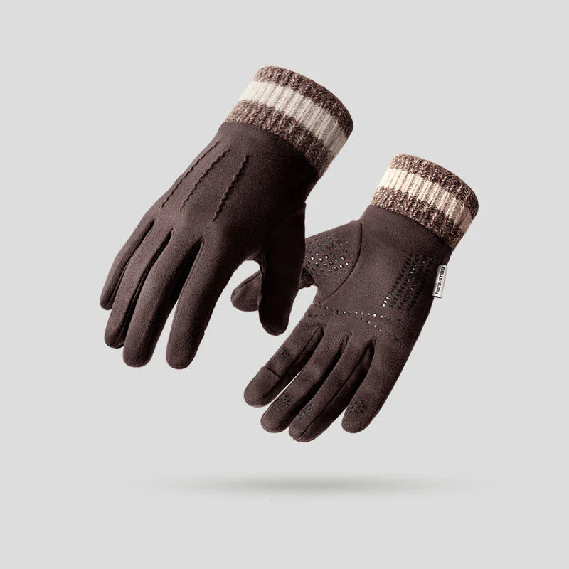 Unisex Suede Fleece Non-slip Flip Split Finger Gloves - Image 13