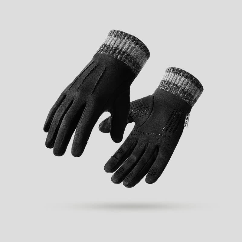 Unisex Suede Fleece Non-slip Flip Split Finger Gloves - Image 9
