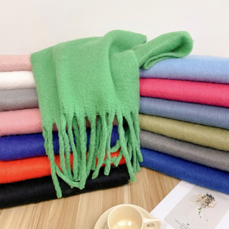 Unisex Thick Solid Color Oversized Warm Chunky Scarf - Image 2