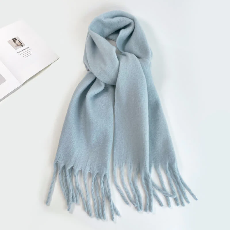 Unisex Thick Solid Color Oversized Warm Chunky Scarf - Image 3