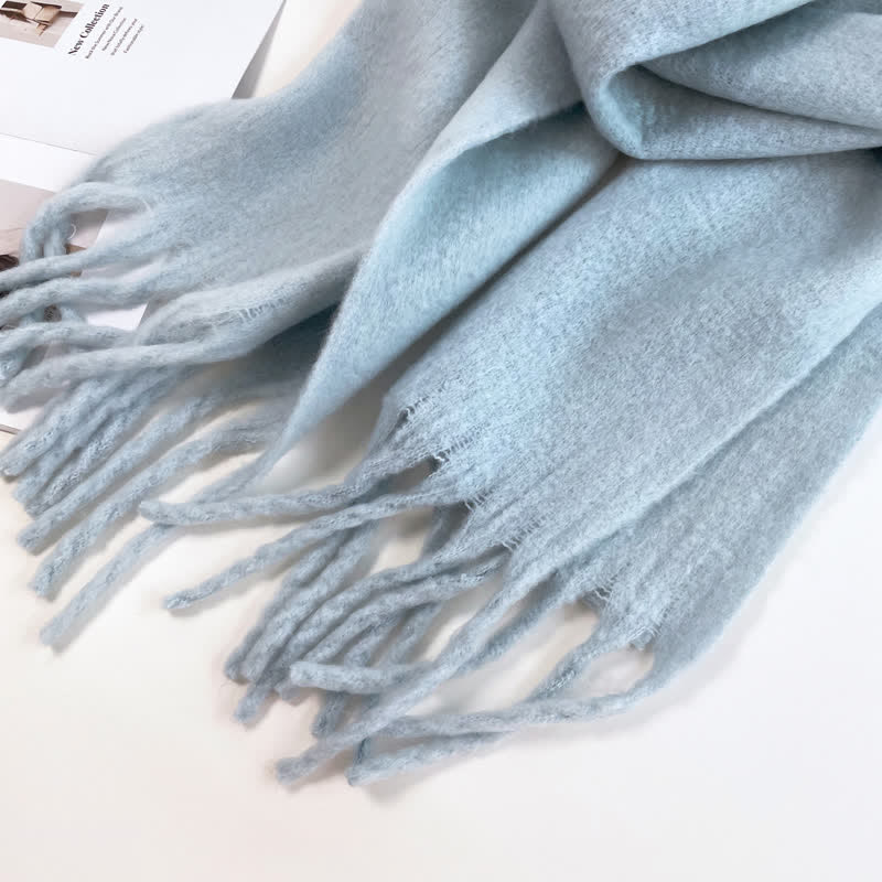 Unisex Thick Solid Color Oversized Warm Chunky Scarf - Image 5
