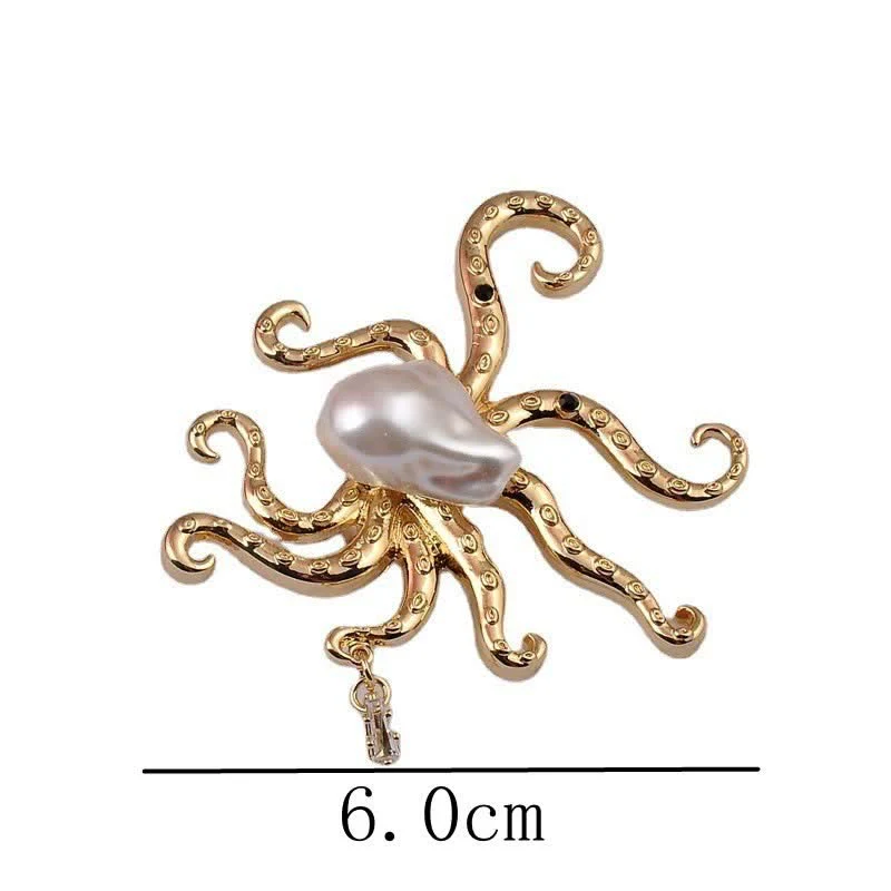 Unisex Tropic Octopus Large Pearl Brooch - Image 7