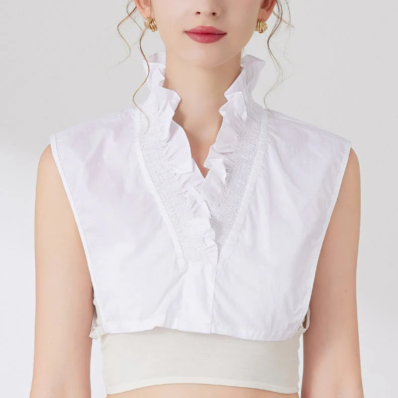 V Neck Detachable False Collar Shirt For Women - Image 7