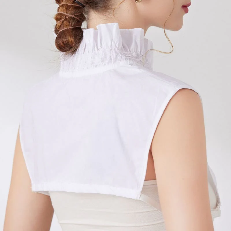V Neck Detachable False Collar Shirt For Women - Image 8