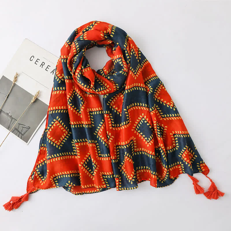 Vacation Style Beach Shawl Tassels Thin Scarf - Image 9