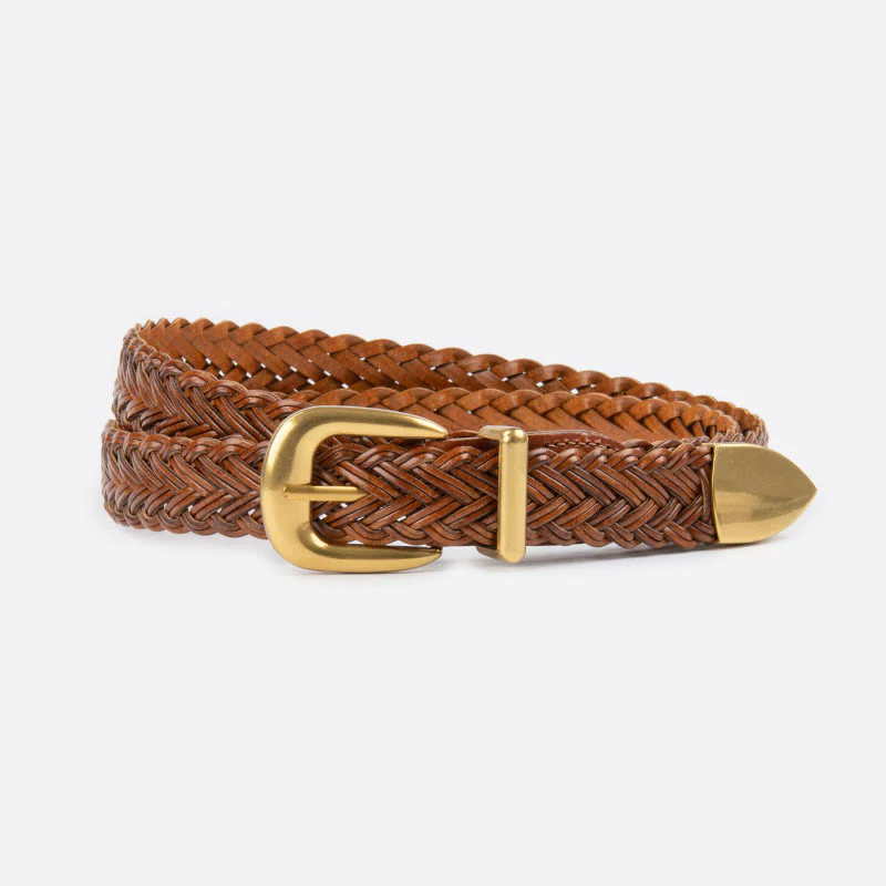 Vegan Leather Braided Belt Women's Waist Belt - Image 3