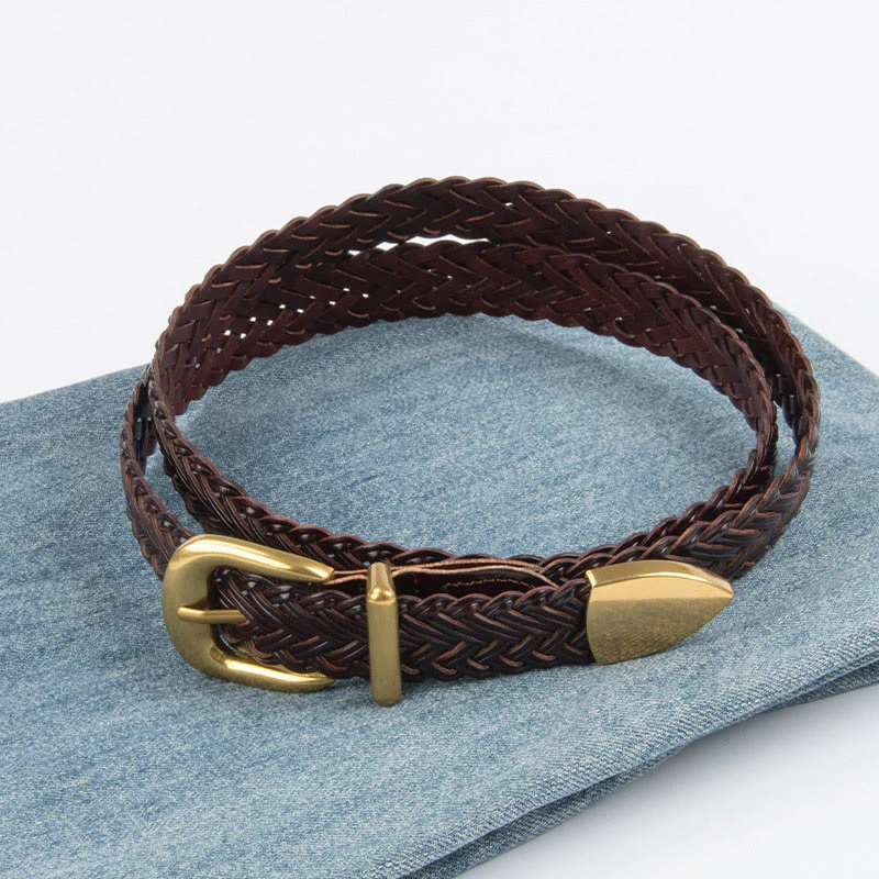Vegan Leather Braided Belt Women's Waist Belt - Image 4