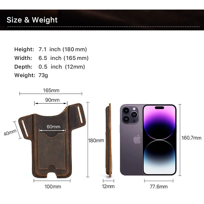 Versatile Mobile Phone Holster Leather Hanging Waist Belt Bag - Image 11
