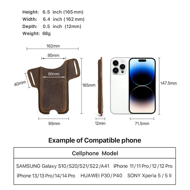Versatile Mobile Phone Holster Leather Hanging Waist Belt Bag - Image 12