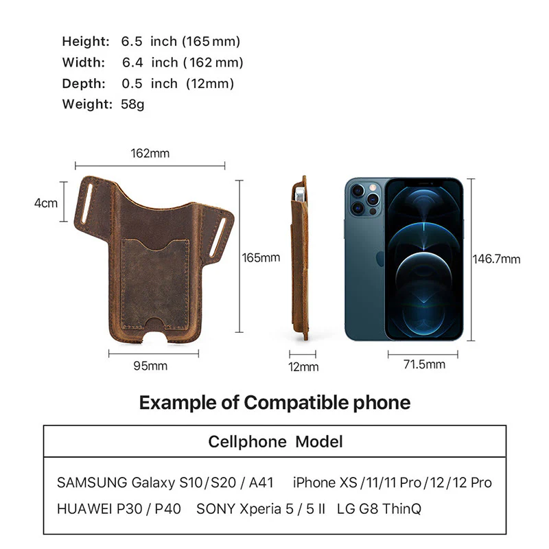 Versatile Mobile Phone Holster Leather Hanging Waist Belt Bag - Image 13