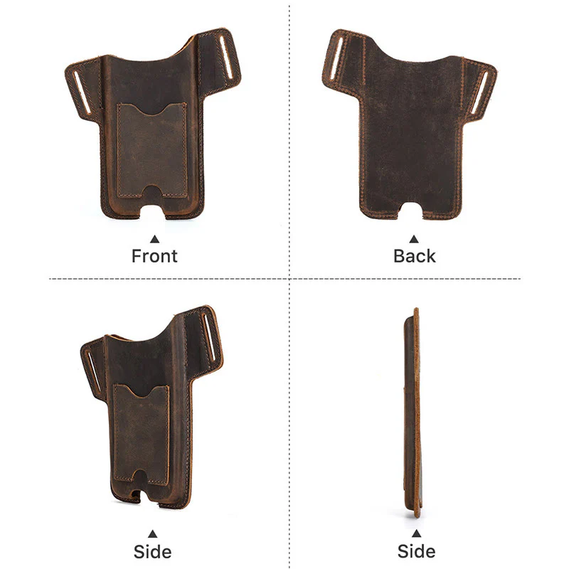 Versatile Mobile Phone Holster Leather Hanging Waist Belt Bag - Image 18