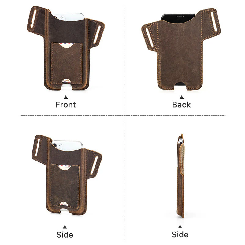 Versatile Mobile Phone Holster Leather Hanging Waist Belt Bag - Image 19