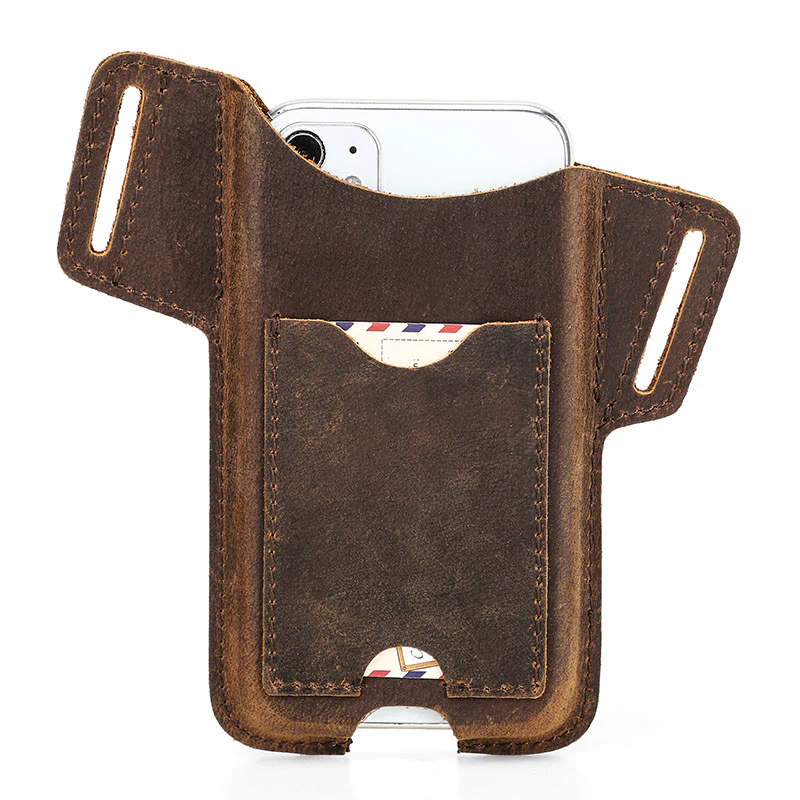 Versatile Mobile Phone Holster Leather Hanging Waist Belt Bag - Image 21