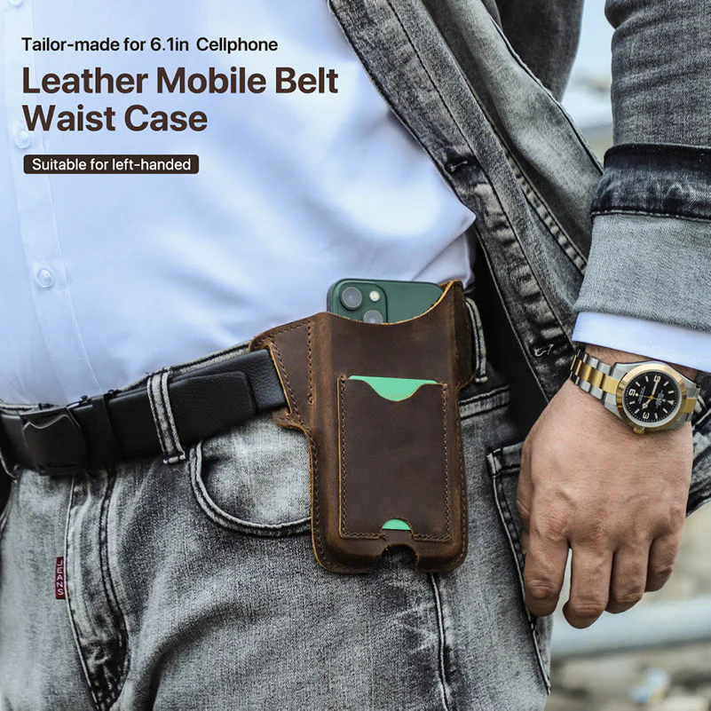 Versatile Mobile Phone Holster Leather Hanging Waist Belt Bag - Image 22