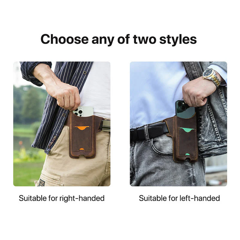 Versatile Mobile Phone Holster Leather Hanging Waist Belt Bag - Image 23