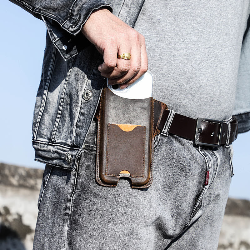 Versatile Mobile Phone Holster Leather Hanging Waist Belt Bag - Image 26