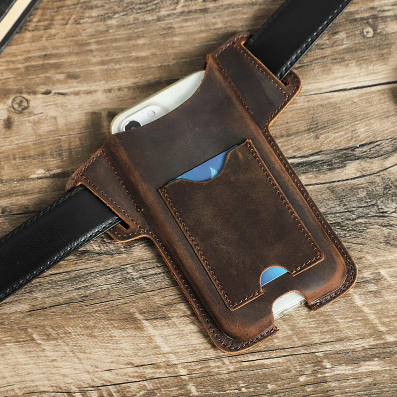 Versatile Mobile Phone Holster Leather Hanging Waist Belt Bag - Image 7