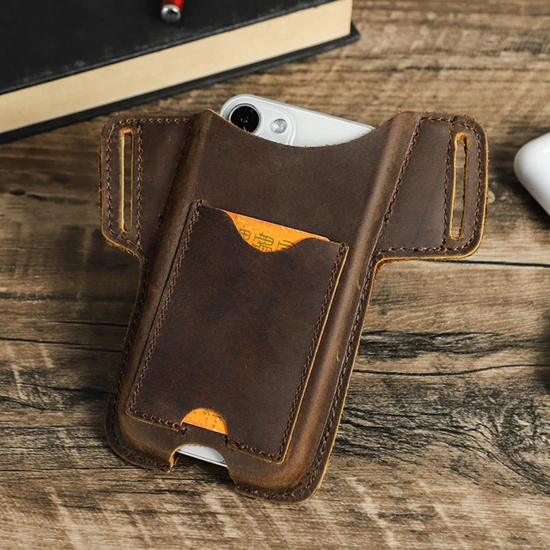 Versatile Mobile Phone Holster Leather Hanging Waist Belt Bag - Image 8