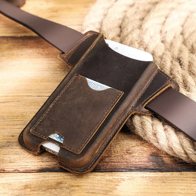 Versatile Mobile Phone Holster Leather Hanging Waist Belt Bag - Image 9