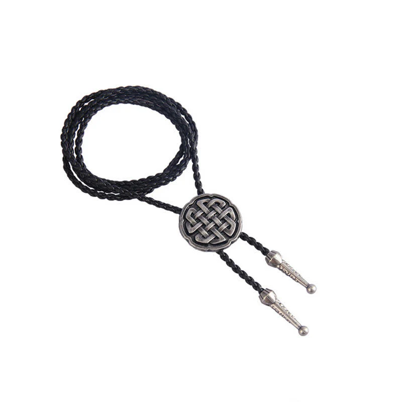 Viking Celtic Knot Round Pendant Bolo Tie - Image 2