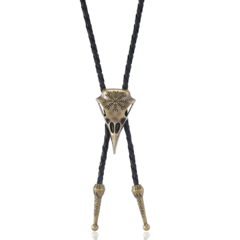 Viking Long-Billed Bird Skull Pendant Bolo Tie - Image 4