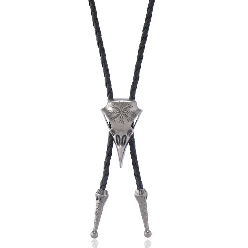 Viking Long-Billed Bird Skull Pendant Bolo Tie - Image 7